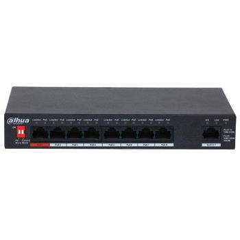 Switch Dahua DH-PFS3009-8ET1GT-96 8 Puertos PoE Fast Ethernet + 1 Gigabit, L2, Carcasa Metálica