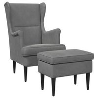 sillon con pouf 2 uds gris oscuro terciopelo vidaxl