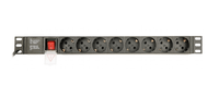 regleta rack gembird 1u 16a 8 tomas negro 3 m con interruptor