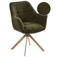 silla de comedor giratoria asiento tapizado de borreguito respaldo curvo boucle verde hayden