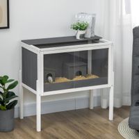pawhut jaula para hamster de madera 82x45x81 cm con 2 puertas de acrilico gris