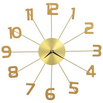 Reloj De Pared De Metal Dorado 50 Cm Vidaxl