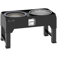 pawhut comedero elevado regulable con bebedero y 2 cuencos de acero inoxidable para perros pequenos a grandes negro   aosom espana