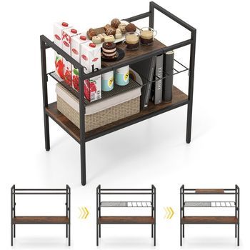 Mesa Consola Con Estantes, Mesa Auxiliar Estrecha, Rústico Marrón 61 Cm