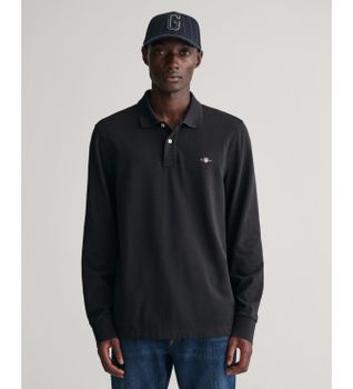 Gant para hombre. 2230 Polo de piqué Shield negro (M), Casual, Algodón, Manga larga