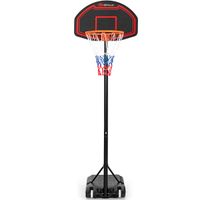 costway canasta de baloncesto portatil para ninos soporte canasta regulable en 5 alturas red duradera uso interno y externo 192-247 cm negro y rojo