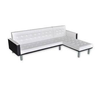 Vidaxl sofá cama en forma de l cuero sintético blanco