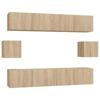 set de muebles para tv 6 pzas madera contrachapada roble sonoma vidaxl