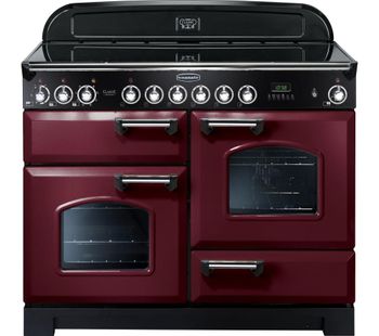 RANGEMASTER Classic Deluxe 110 Electric Ceramic Range Cooker - Cranberry & Chrome, Cranberry