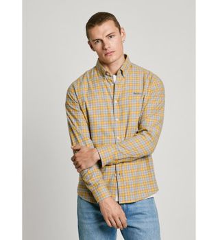 Pepe Jeans para hombre. PM308812 Camisa Archie amarillo (L), Casual, Algodón, Manga larga, Sostenible