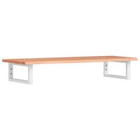 estante de lavabo de pared de acero y madera maciza de roble