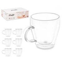 pack de 6 tazas para desayuno de borosilicato con doble pared y 270ml de capacidad 89x8x11 cm color transparente