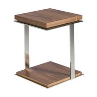 mesa rincon cuadrada nogal y acero cromado angel cerda 2038 45x45x55