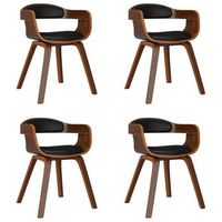 sillas de comedor 4 unidades cuero sintetico y madera curvada negro