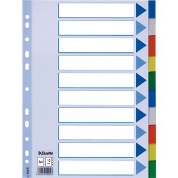 Esselte 15261 separadores de plástico de colores A4 con 10 pestañas (11 agujeros)