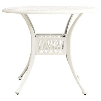 Mesa De Jardín | Mesa De Exterior Aluminio Fundido Blanco 90x90x74 Cm