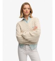 superdry para mujer w6110742a jersey oversized cable beige l casual algodon