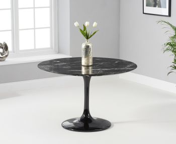 Brighton 120cm Round Marble Black Dining Table