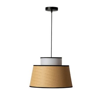 Lámpara colgante ratán natural textil blanco Ø38 cm