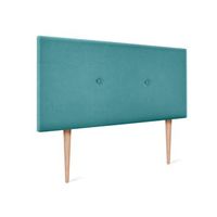 cabecero de tela aqualine liso con botones 105x105cm con patas camas 105 - turquesa