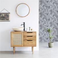 mueble de lavabo de mindi macizo y rejilla 85 cm