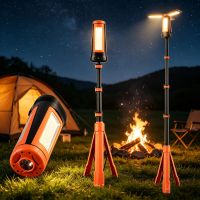 nueva lampara de camping de tres paginas con soporte de 2m luz potente carga de 9000 mah bateria de larga duracion