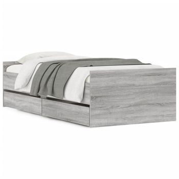Estructura De Cama Con Cajones Sonoma Gris 75x190 Cm Vidaxl