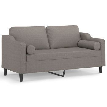 Sofá De 2 Plazas Con Cojines Tela Gris Taupe 140 Cm Vidaxl