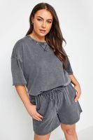 limited collection joggers cortos de algodon gris efecto lavado mujer curvy y tallas grandes limited collection