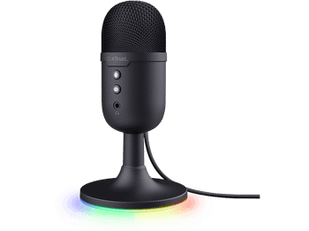 Micrófono - Trust GXT 234 Yunix, USB, 100 16000 Hz, Alámbrico,Iluminación RGB, Negro