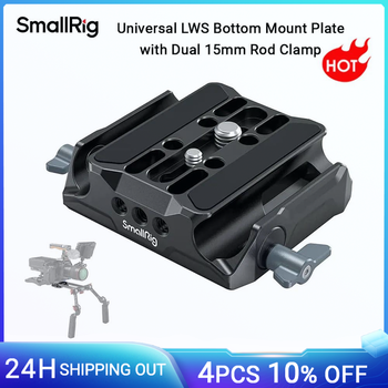 Placa base Universal SmallRig LWS, placa de montaje inferior con abrazadera de varilla doble de 15mm para jaulas de cámara DSLR y sin espejo-3357