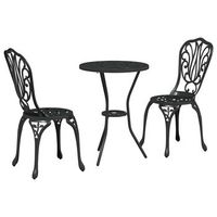 juego bistro de jardin 3 piezas  mueble de jardin negro aluminio