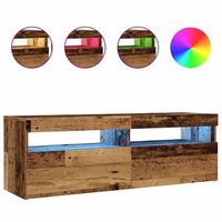 mueble tv  mueble de salon  mesa de tv luces led madera ingenieria envejecida 120x35x40 cm