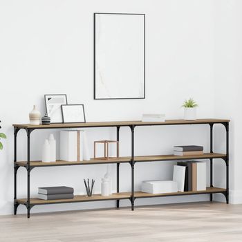 Mesa Consola - Mueble De Entrada - Madera Engineered Y Metal - Roble Artisan (200x29x75cm)
