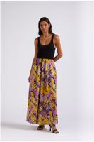 vestido largo con top de croche y falda estampada multicolor ethnic xl