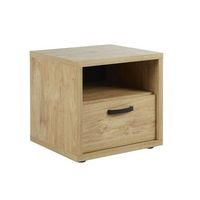 mesita de noche con cajon y hueco en color roble dorado coleccion morgane