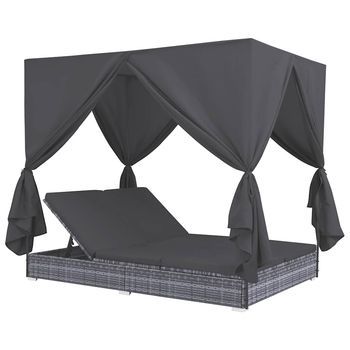 197x140x180 Cm Pe (polietileno) Rattan Y Estructura De Acero Con Recubrimiento En Polvo - Gris