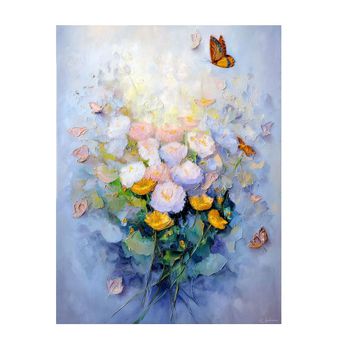 Cuadro con flores y mariposas aluminio-dibond multicolor 60x80 cm