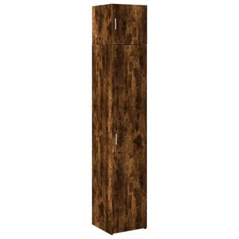 Armario Estrecho Madera Ingeniería Roble Ahumado 40x42,5x225 Cm Vidaxl