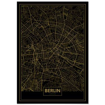 Panorama Cuadro De Aluminio Mapa Oro De Berlín 70x100 Cm
