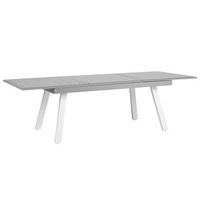 mesa de jardin de aluminio gris y blanco extensible resistente a la intemperie pereta