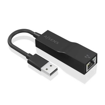 AISENS Conversor USB 3.0 a Ethernet Gigabit 10/100/1000 Mbps 15cm Negro PC