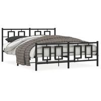 estructura de cama cabecero y estribo metal negro 160x200 cm