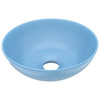 lavabo de cuarto de bano redondo ceramica azul claro vidaxl