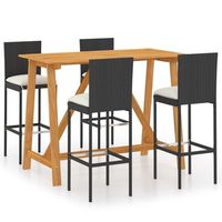 conjunto de bar para jardin 5 piezas con cojines negro vidaxl