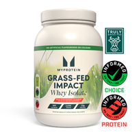 impact whey isolate de vacas alimentadas con pasto - 1kg - wild strawberry naturally derived sweeteners