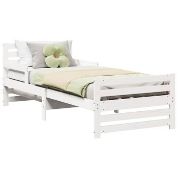 Cama Individual | Cama Para Adulto | Estructura De Cama 80 X 200 Cm Madera De Ingeniería