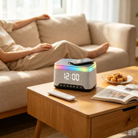 regalo original altavoz multifuncion reloj despertador carga inalambrica luz ambiental rgb radio fm y modo ruido blanco