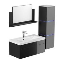 conjunto completo de muebles de bano wangerooge big l - negro made in germany