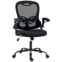 homcom silla de oficina ergonomica sillon de malla reposabrazos abatibles altura ajustable funcion de inclinacion negra   aosom espana